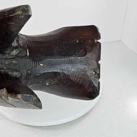 Hand-Carved Owl Figurine Wooden Ashtray Key Dish Catch All Bird Decor Folk Art - Picture 10 of 10